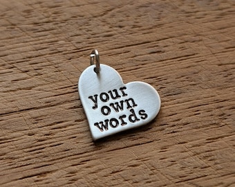 Personalised Heart Charm ~ Custom Heart Charm ~ Hand Stamped Pendant ~ Custom Jewelry ~ Personalised Keepsake ~ Initials, Name, Date Gift