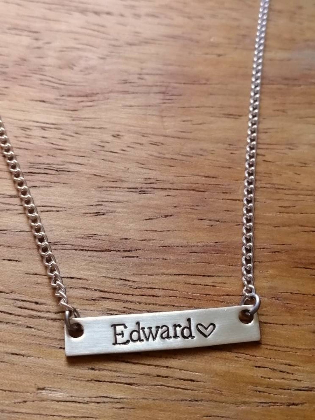 Brass Gold Bar Pendant Necklace Hand Stamped Personalised Etsy