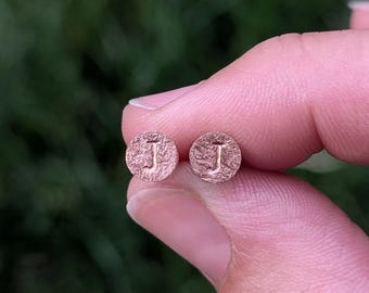Personalised Copper Stud Earrings | Tiny Initials Earrings | Hand Stamped Custom Earrings | Minimalist Earrings | 925 Silver Backs