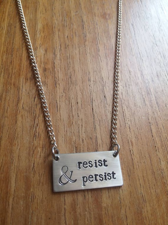 Resist Necklace Rectangle Feminism Trump Resistance Bar Necklaces Stainless