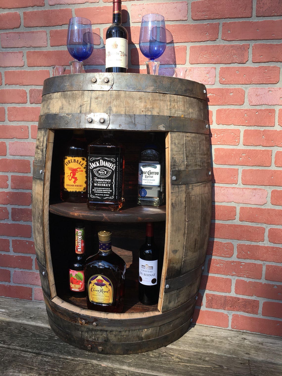 Jack Daniels Oak Whiskey Barrel Shelf Half of a 53 Gallon Etsy