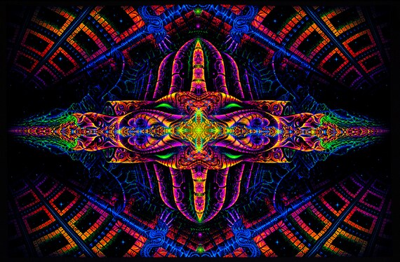 Uv Tapestry Vajraforming Blacklight Wall Hanging Etsy