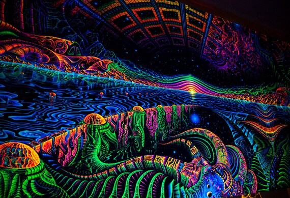 Blacklight active Backdrop planet Landscape Wall hanging ...