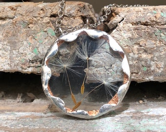 necklace with pendant 3 dreams with dandelion seed dandelion fragments of author