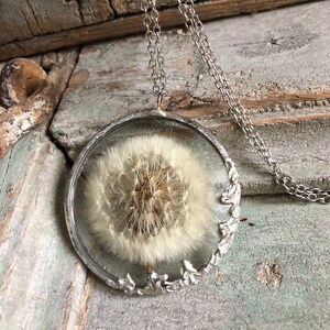 dream necklace with glass pendant and dandelion seeds dandelion fragments of the author