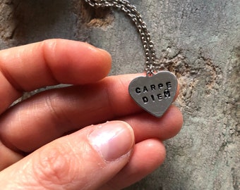 Carpe diem, heart, engraving, engraved necklace, engraving, personalized engraving, star, shine, phrase necklace, Author Fragments.