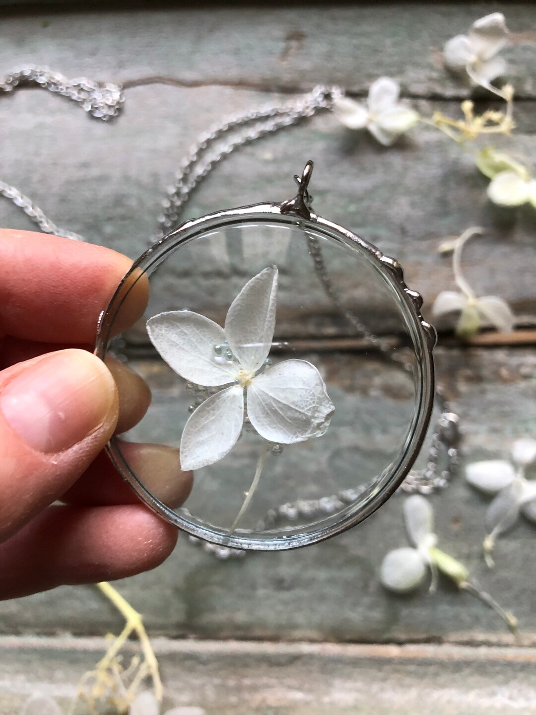 Designer Jewellery House Of Fraser Dew Jewellery Drops Of Dew Necklace With  White Hydrangea Fragments Of The Author