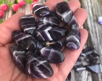Chevron Amethyst Tumbled Stone - Zebra Amethyst - Small