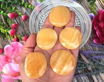 Orange Calcite Pocket Stone | Calcite Palm Stone