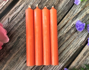 Orange Chime Candles: Ritual Spell Candles, Set of 4