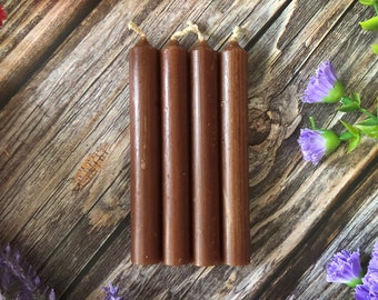 Brown Chime Candles - Candle Magic - Intention Setting - Ritual Candles - Meditation - 4" Candle, Set of 4