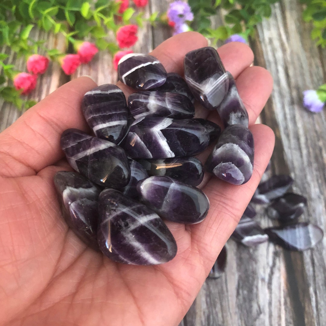 Chevron Amethyst Tumbled Stone - Zebra Amethyst - Small - Etsy Canada