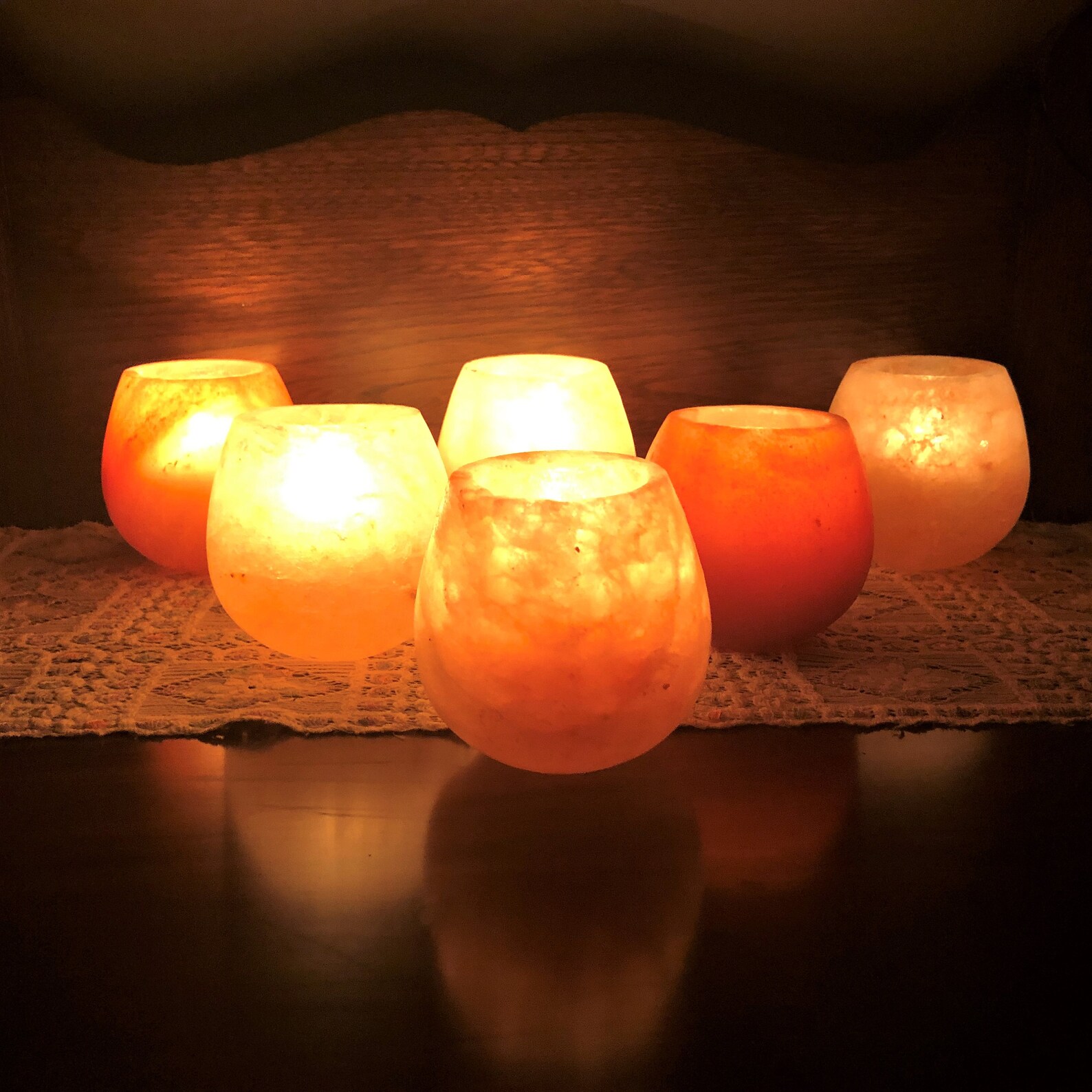 Pink Himalayan Salt Tea Light Candle Holder Salt Lamp Etsy