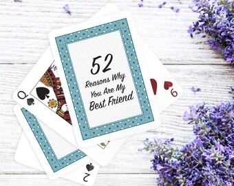 Best Friend Cards, 52 Reasons Why You're My Bestie, Personalized Gift, Card Game, Deck Of Cards