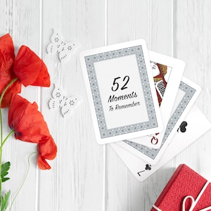 52 moments à retenir, jeu de cartes vierge, cadeau en mémoire, cartes commémoratives, journal hebdomadaire, bricolage, capsule temporelle, cartes à jouer