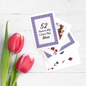 Cartes personnalisées pour maman, 52 raisons pour lesquelles je t’aime, jeu de cartes, fête des mères, jeu imprimé, cadeau spécial maman