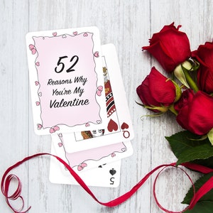 Cartes à jouer Saint-Valentin, cartes vierges, 52 raisons pour lesquelles vous êtes ma Saint-Valentin, jeu de cartes, cadeau personnalisé