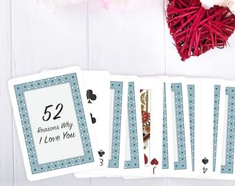 52 raisons pour lesquelles je/nous t'aimons jeu de cartes, cartes vierges, cartes à jouer, bricolage cadeau personnalisé
