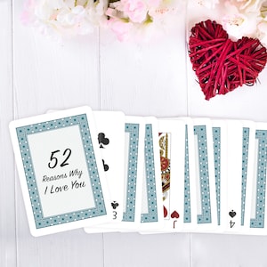 52 Reasons Why I/We Love You Deck of Cards, Blank Cards, Playing Cards, DIY Personalized Gift