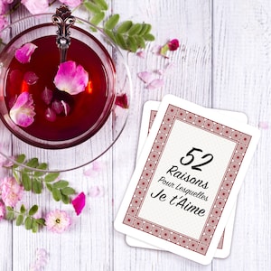 52 Raisons Pour Lesquelles Je t'Aime, Cadeau personnalisé, Paquet de cartes