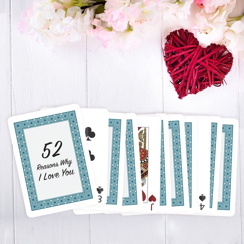 52 Reasons Why I/We Love You Deck of Cards, Blank Cards, Playing Cards, DIY Personalized Gift image 1