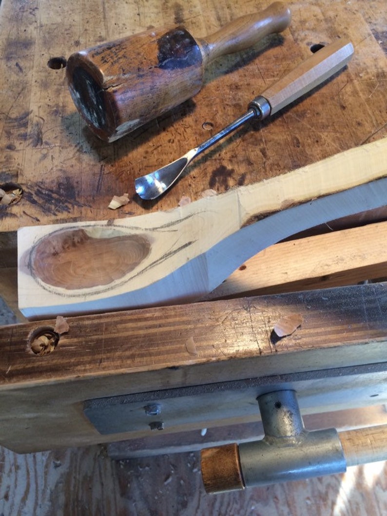 Hand Carved Wooden Serving Spoon Apricot Wood Serving Spoon Rustic Serving Spoon