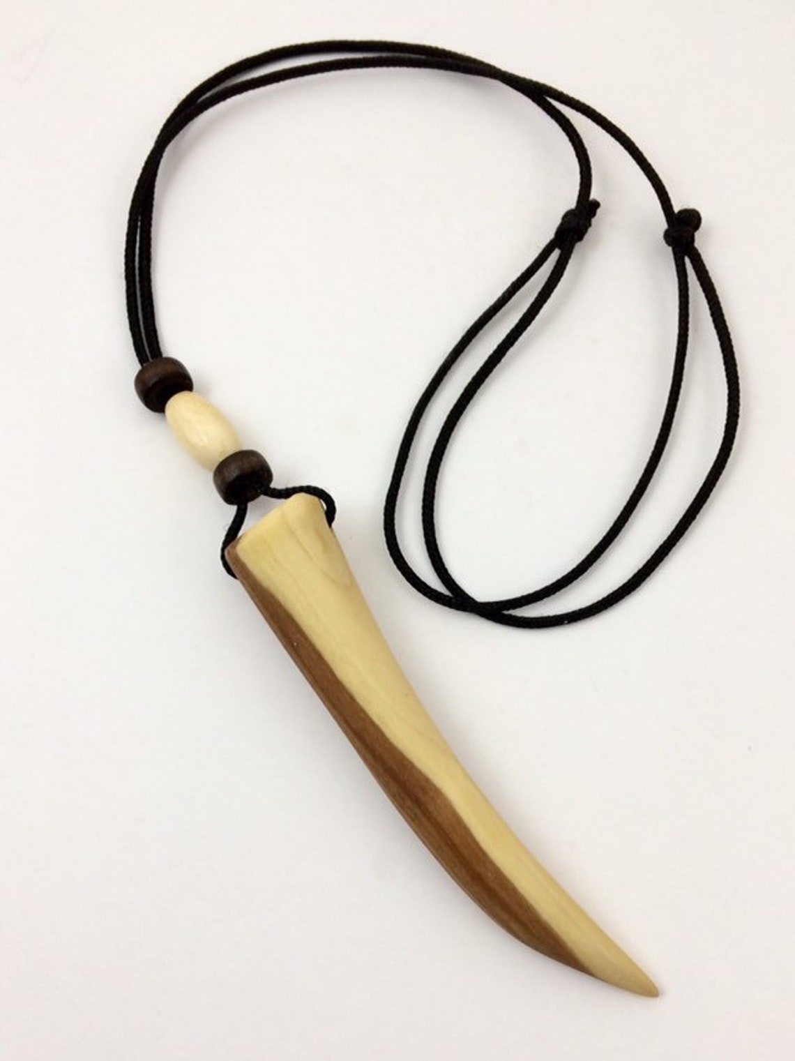 Hand Carved Fang Pendant Wooden Tribal Fang Necklace Etsy