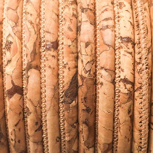 Round Cork Cord With Tube Wood Grain Cork Cord for Jewelry Making Vegan ...
