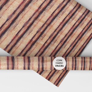 Rot Blau Gestreifter Korkstoff | Natürliches Vegan Leder Sheet 19x13" | Umweltfreundliches Bastelmaterial für Taschen, Geldbörsen
