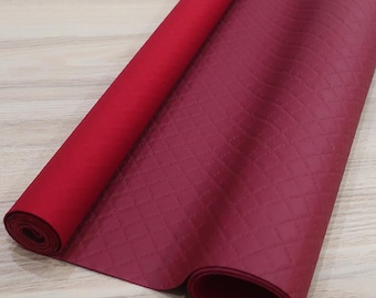 Textured Red Synthetic Leather Fabric for Bags PVC Fabric By The Yard for Upholstery PU Leather for Crafts Vegan Leather For Handicrafts