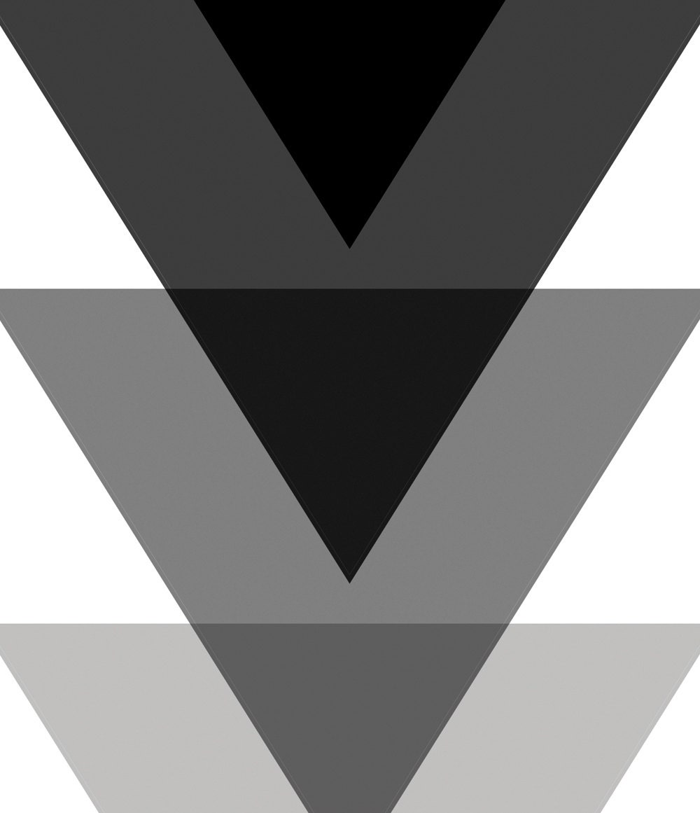Geometric Print, Triangles Wall Art, Shades of Grey Decor, Printable