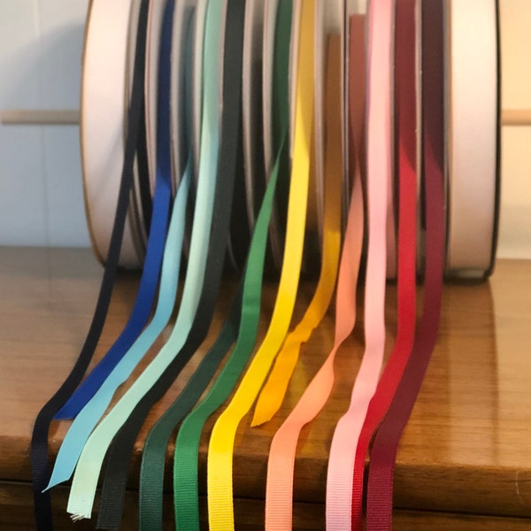 3/8" Solid Colors Grosgrain Ribbon - Sold in 5 Yards Increments - Continuous Roll - Excellent Quality - Made of Polyester - Fast Shipping