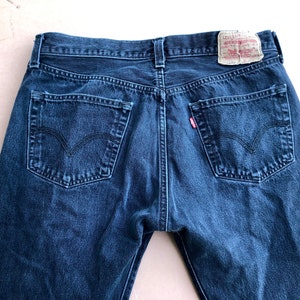 Vintage Levi&#39;s 501 High Waist Straight Leg Button Fly Jeans - W 36, L 30 - 90s Denim Jeans - Black Denim, Red Tab