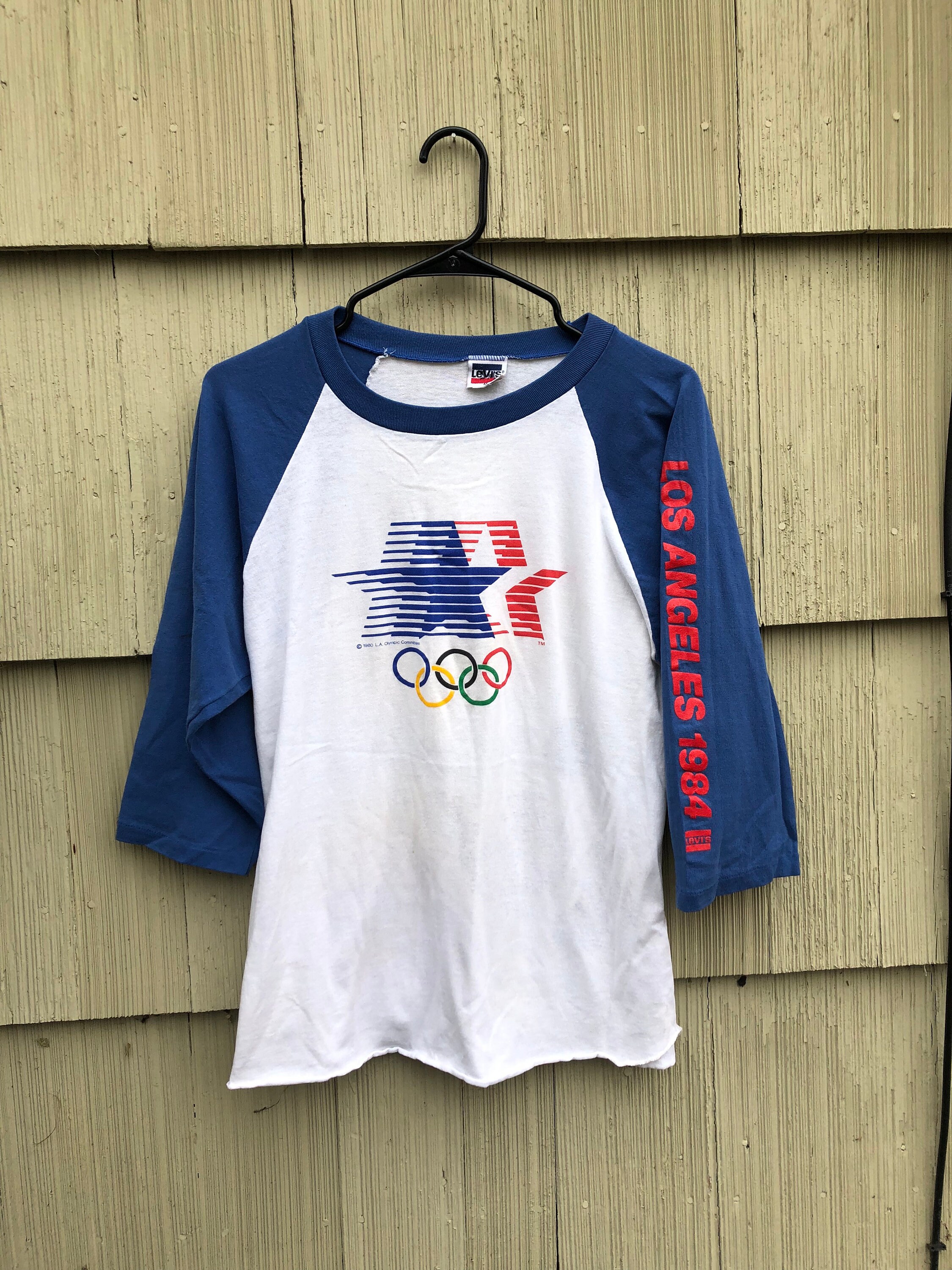 Kleding Herenkleding Overhemden & T-shirts T-shirts T-shirts met print 80s Vintage 1984 Levi’s X Olympics Single Stitch Ringer Tee 