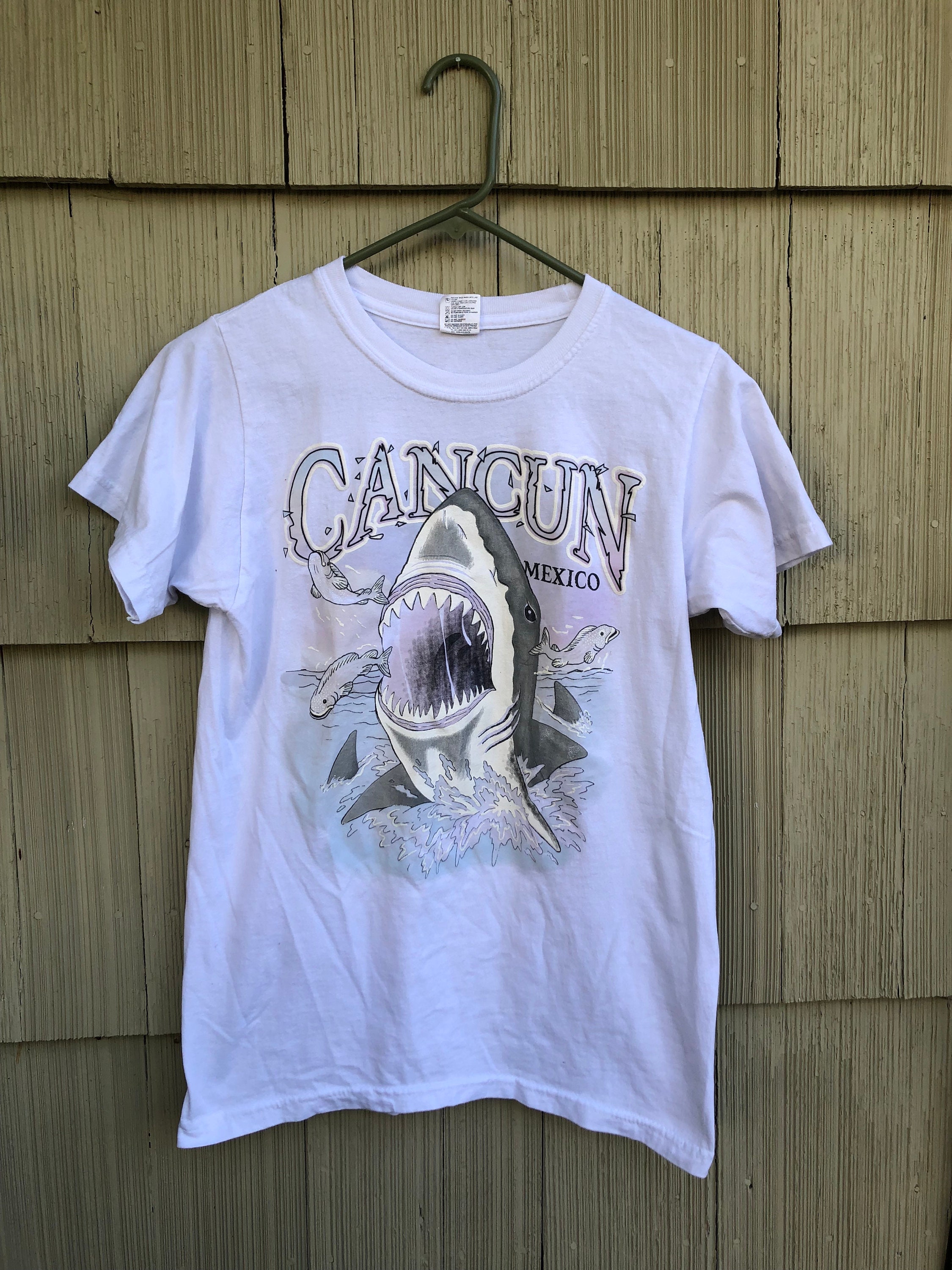 90s Shark Vintage Shirt Cancun Mexico Great White Shark - Etsy