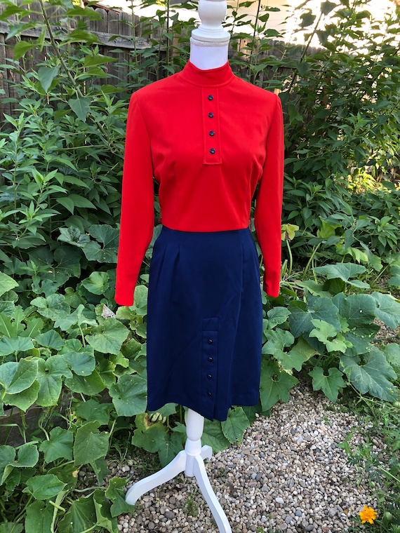 1950s Business Dress, Pencil Skirt, Long Sleeve, … - image 1
