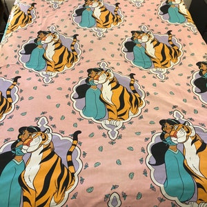 Vintage Disney Princess Jasmine and Rajah Sheet, Vintage Aladdin 