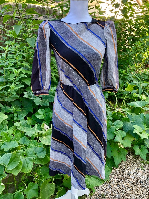 70s casual dress Vintage 70s Striped Casual Dress, Jerri Jee New York, Small