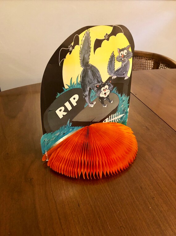 Vintage Halloween Black Cat Tissue Centerpiece From The Etsy