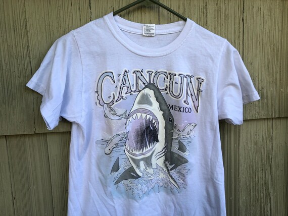 90s Shark Vintage Shirt Cancun Mexico Great White Shark | Etsy