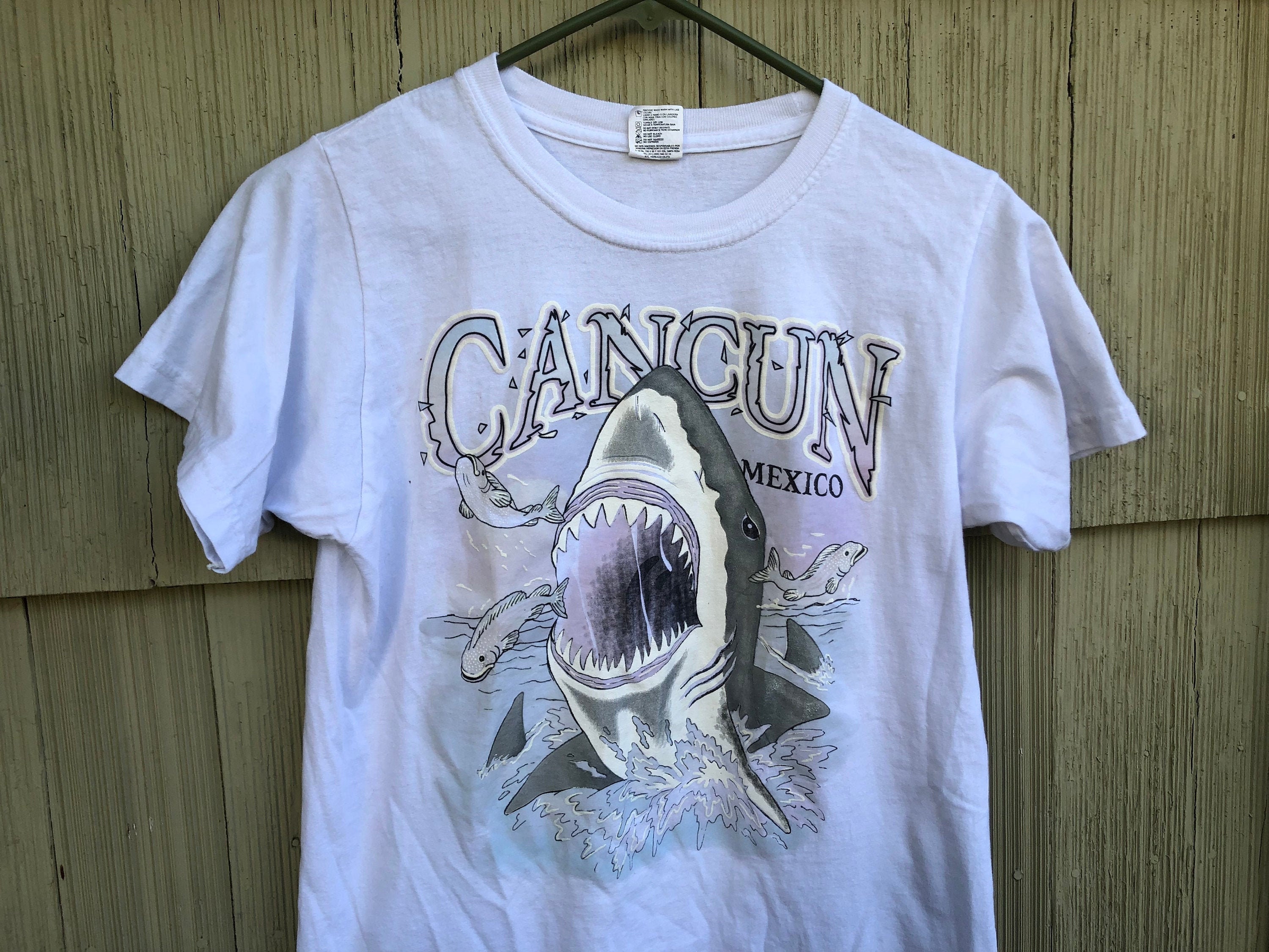 90s Shark Vintage Shirt Cancun Mexico Great White Shark - Etsy