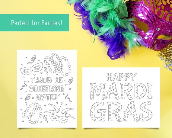 2 Mardi Gras Themed Coloring Pages Printable Coloring Kids