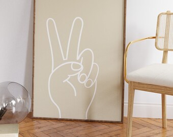 Peace Sign Print | Retro Print | Peace Print | Pink & Red Prints | Y2K Print | Home Decor | Trendy Prints | Aesthetic Poster | Preppy Prints