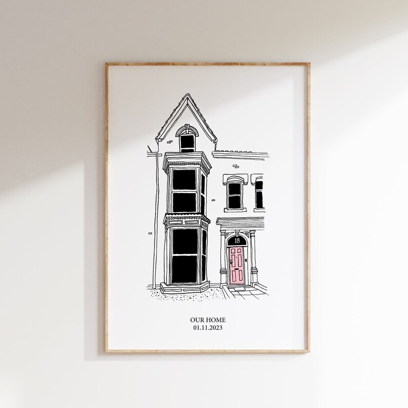 Custom House Drawing Print New Home Gift House illustration Custom Portraits Custom Prints Personalised Print The Home Owner image 5