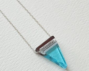 Transparent Blue Triangle Necklace