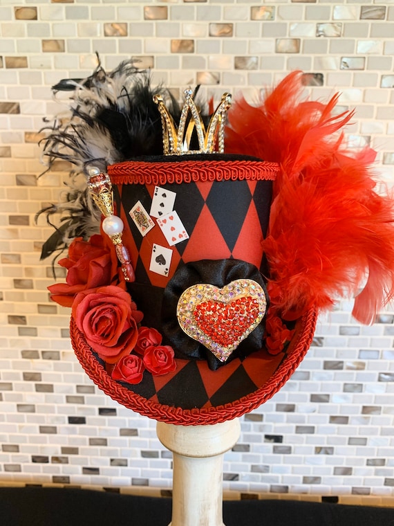 Queen of Hearts Mini Top Hat, Alice in Wonderland Fascinator  display picture 3