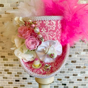 MADE to ORDER ONLY!  Teacup Mini Top Hat, Tea Set Hat, Light Pink and White Fascinator