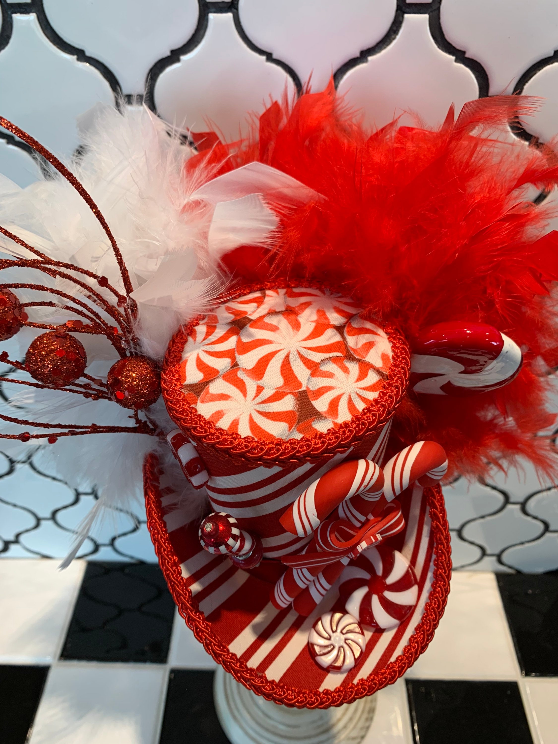 Candy Cane Mini Top Hat