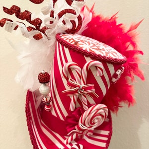 Candy Cane Tree Topper, Extra Large Christmas Mini Top Hat, Wreath Attachment, MADE to ORDER ONLY!!