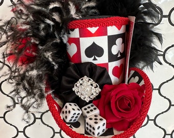 Poker Mini Top Hat, Cards and Dice Las Vegas Fascinator, MADE to ORDER ONLY!!